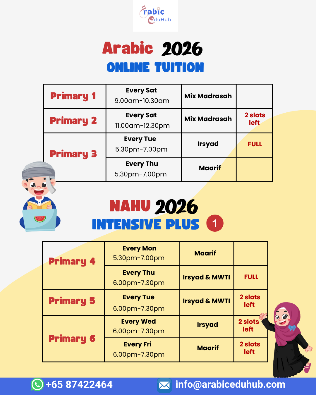 Primary 1-3 Madrasah Online Tuition (Small Group)